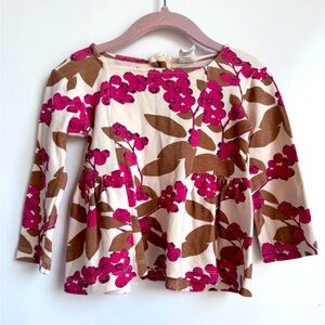 Kate Quinn Cranberry Top Girls 18 to 24 months Organic Cotton Peplum Soft Comfy
